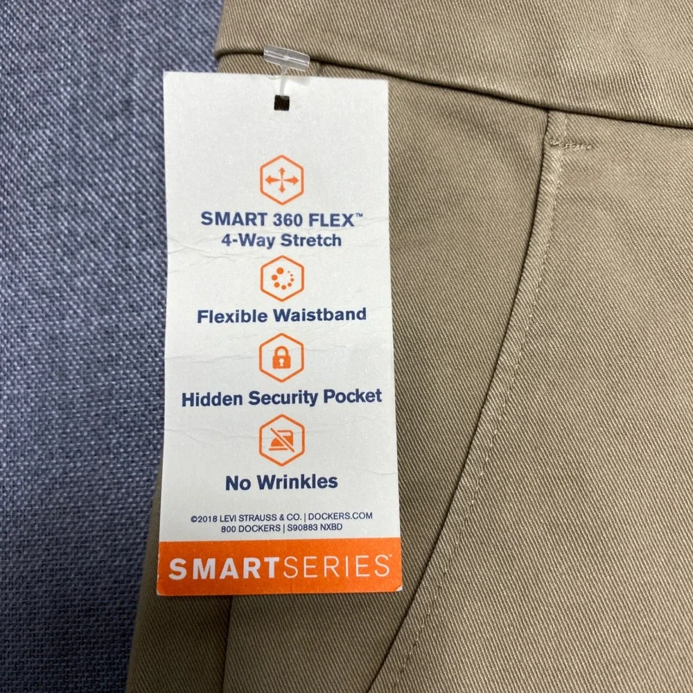 Dockers Workday Khaki Mens 38x34 Tan Straight Fit Smart 360 Flex Chino Pants NEW